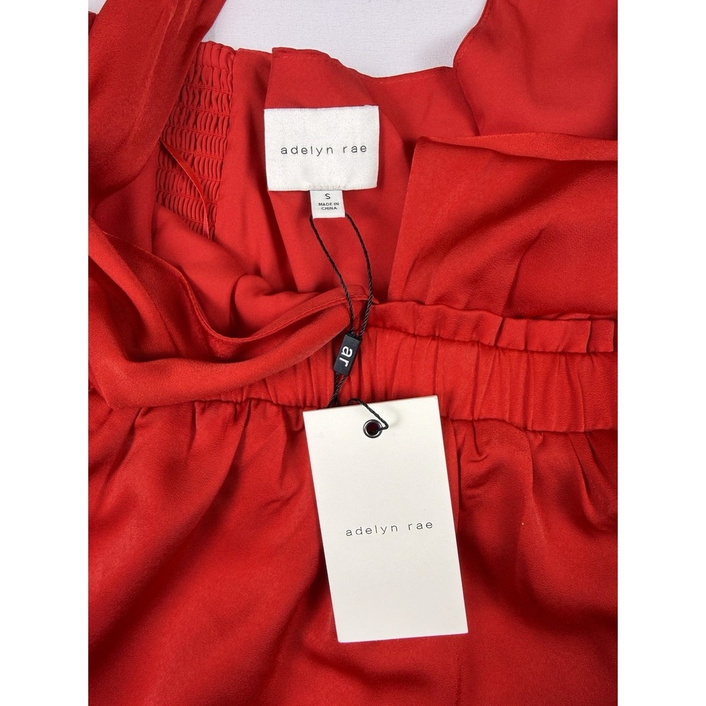 Adelyn Rae Eleanor Halter Tiered Midi Dress Crimson Red Ruffle Wedding Sz Small - Picture 5 of 7